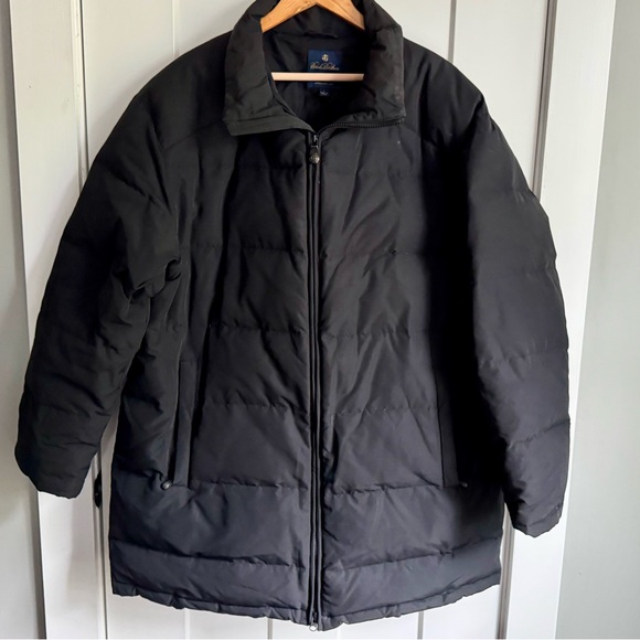Brooks Brothers Down Black Parka Puffer Jacket Mens Large Quilted Coat L - Picture 3 of 8